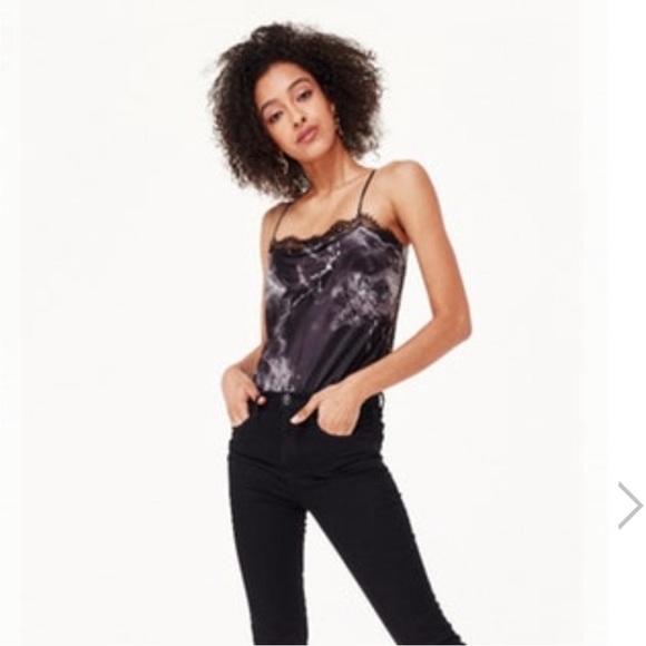 Cami NYC Silk Black Marble Romy Lace Trim Bodysuit Size S - Picture 4 of 11